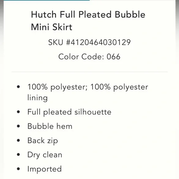 Anthropologie NWT Hutch Full Pleated Bubble Mini Skirt size 10. - Picture 5 of 7